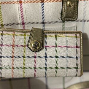 Coach White Plaid Wallet